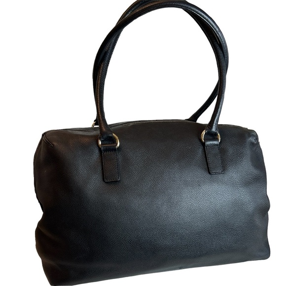 MICHAEL Kors Hamilton  Black Pebbled Leather Weekender Overnight Bag Gold Logo - Picture 3 of 12